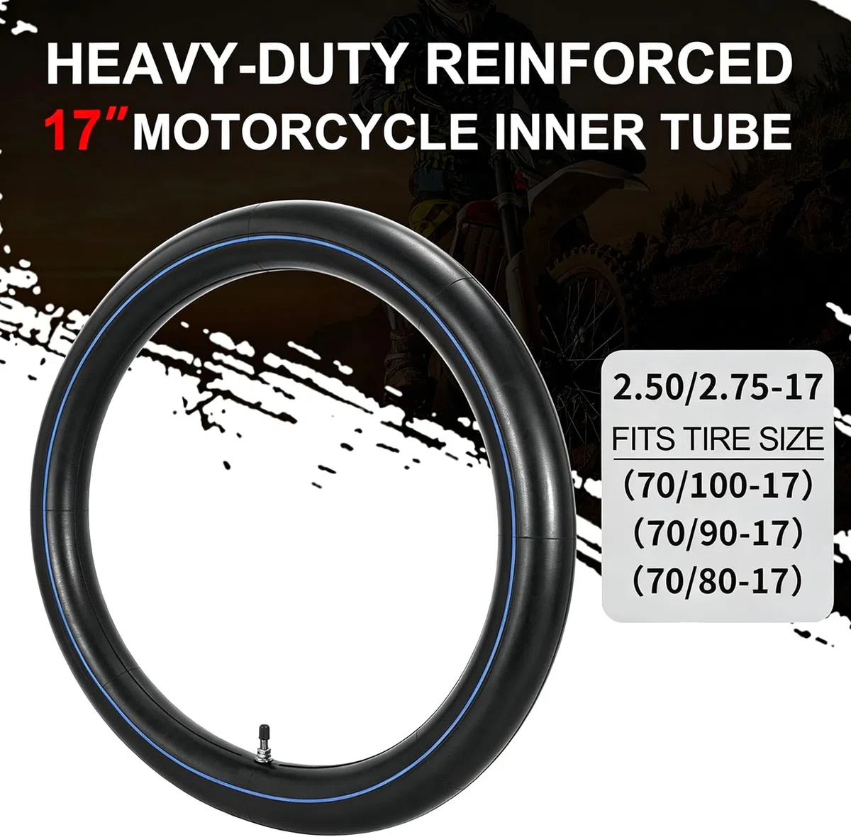 17Zoll Reifen Schlauch, 2.50/2.75-17 Pit Motorrad Dirt Bike Gummischlauch Ersatz Mit Geradem Ventilschaft, Für 110Cc 125Cc 140Cc Motorräder Universal