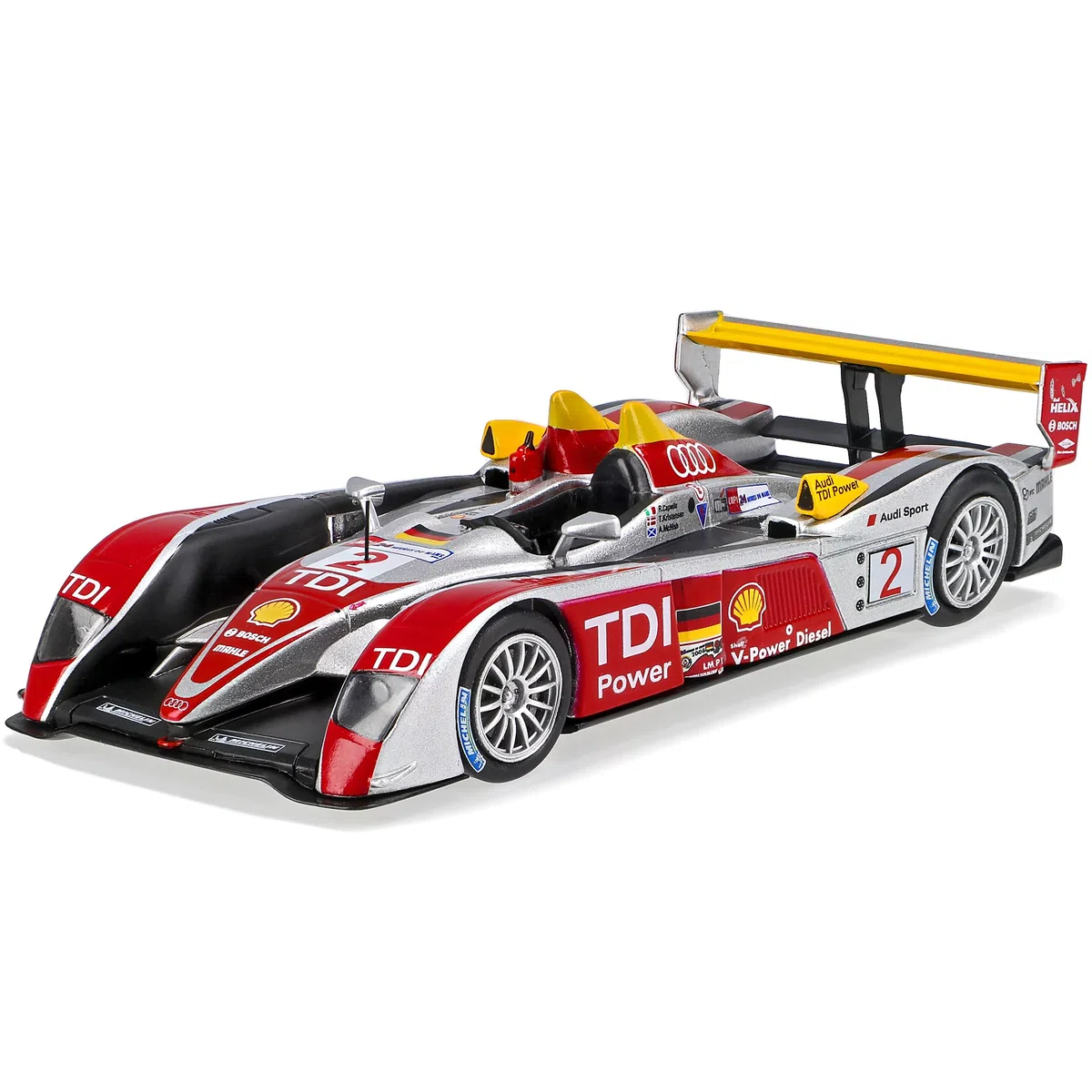 Generisch A*U*D*I R10 TDI Gewinner Le Mans 2008 Kristensen Capello Mc Nish mit Sockel und Vitrine 1/43 Spark Modell Auto