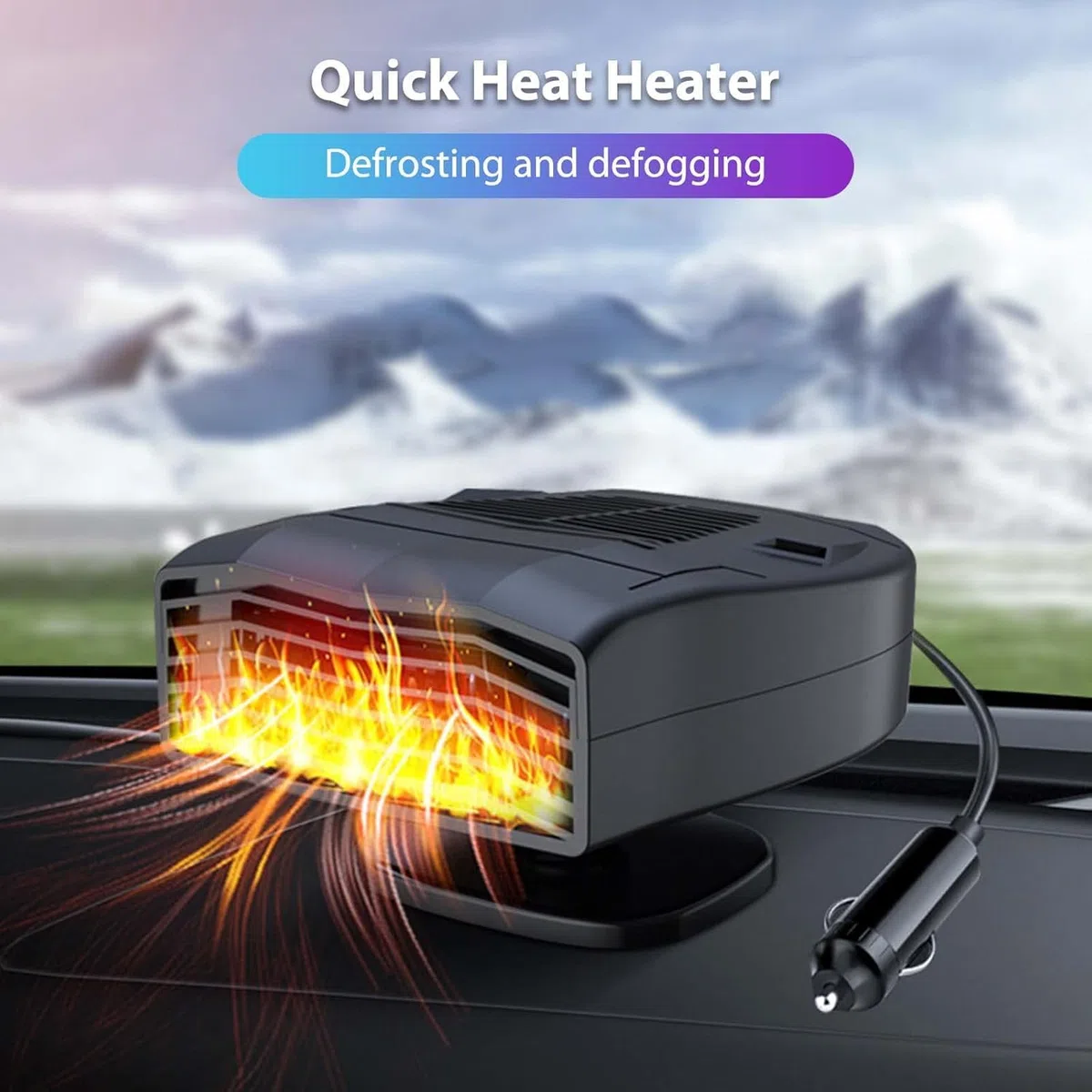 Auto Heizung, 12V Tragbar für Autos Schnelles Aufheizen, Windschutzscheiben Defogger, 360 ° drehbare Basis für Auto, Stecker in den Zigarettenanzünder für den Winter