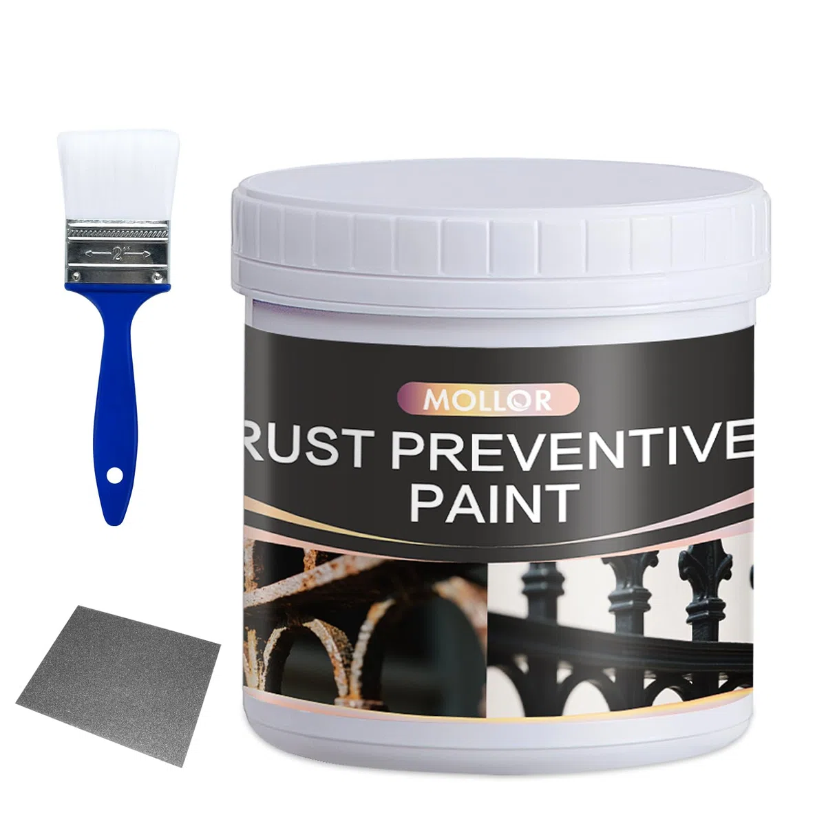 2-in-1 Rostumwandler & Metall Grundierung, 0.5kg Schwarz Rostschutz Farbe für Metall, Ultra Auto Rostentferner & Versiegelung, Langlebige Rostschutzbeschichtung - Rost Reparatur Set