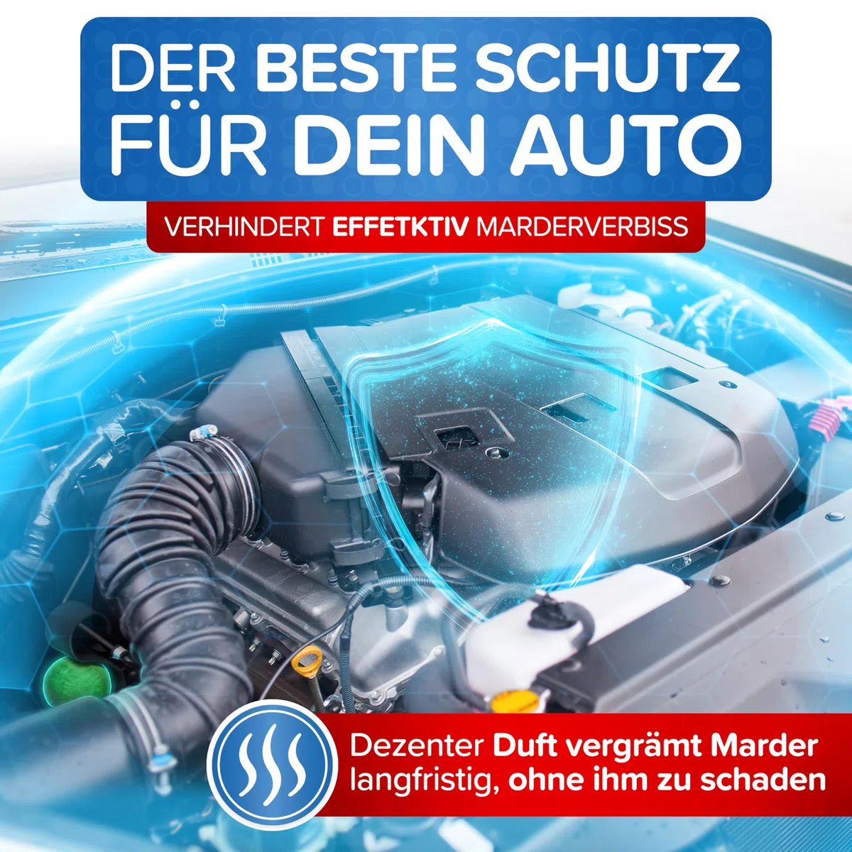 Marder Power Kugeln [5 Stück] für maximale Marderabwehr Auto - 6 Monate Marderschutz für Auto - effektive Marderschreck-Kugeln inkl. PKW-Halterung