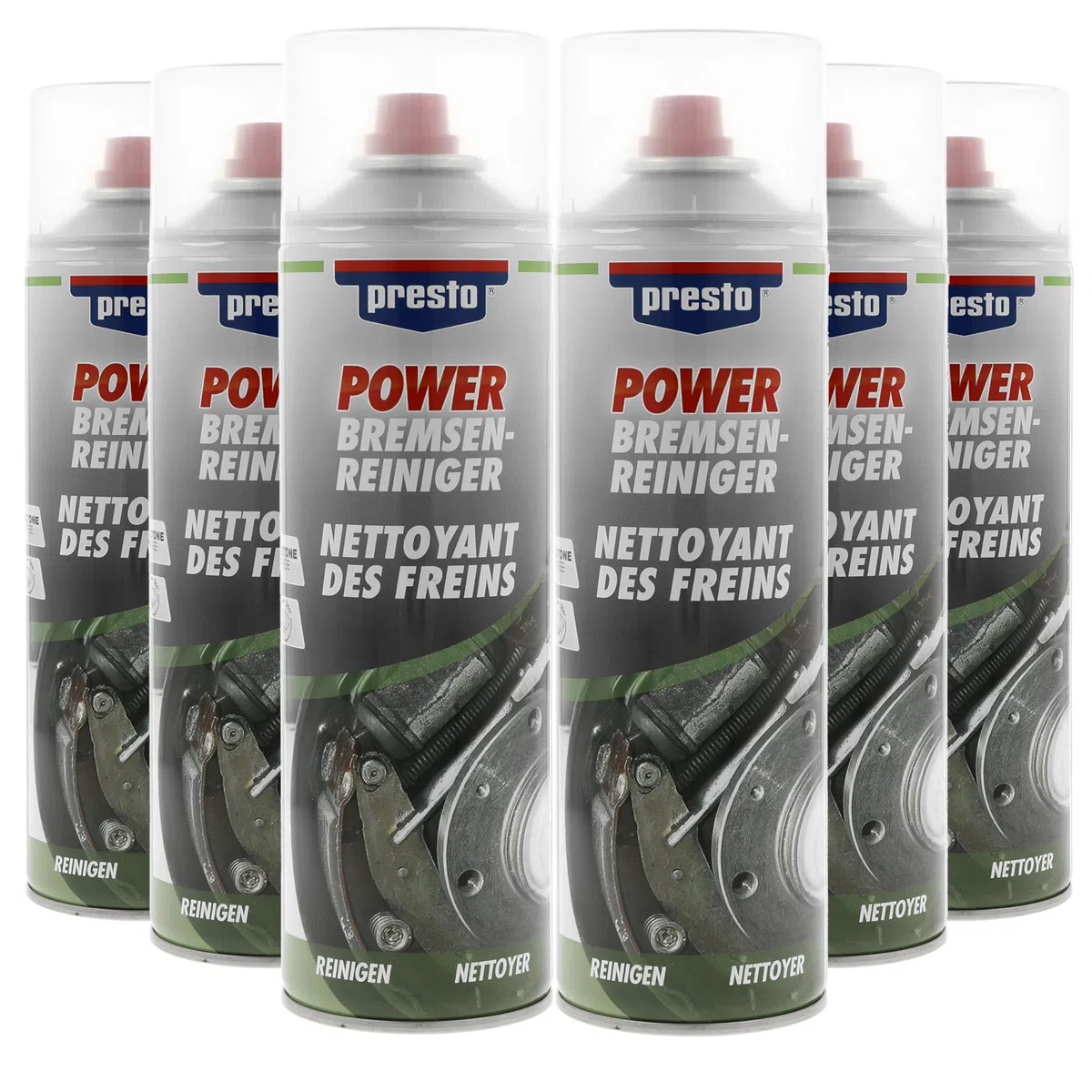 presto POWER Bremsenreiniger, kraftvoller Öl- und Fettentferner, säurefrei, sprühstark, rückstandsfrei, für Motoren, Maschinen, vielseitige Anwendungen, 500 ml