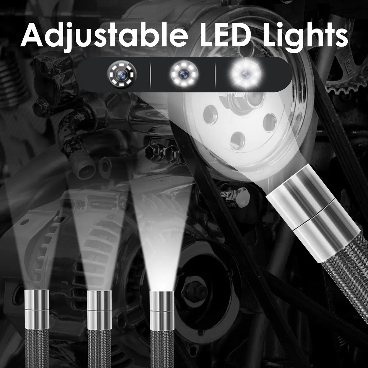 2-Wege-Gelenk-Endoskop, 1080P HD 1080P Industrielle Endoskopkamera mit Licht, IP67 Wasserdicht, Flexible Glasfaser für Mechaniker, Automobil, HVAC, Wandinspektion