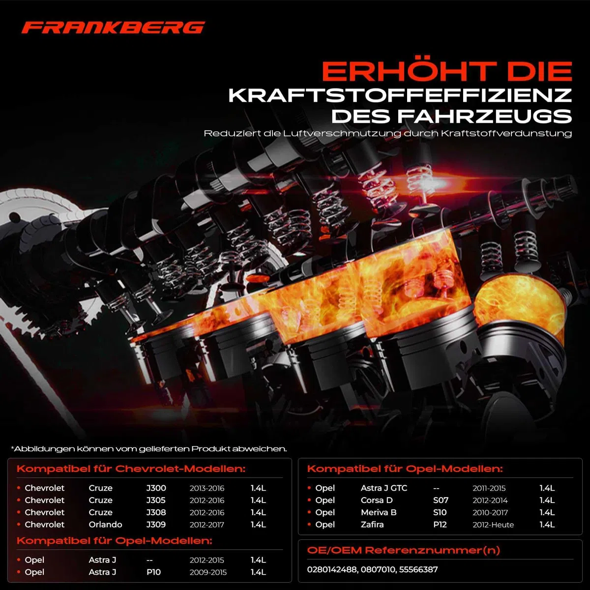 Frankberg Entlüftungsventil Tankentlüftungsventil 2-Polig Benzin Kompatibel mit Zafira Tourer C P12 Meriva B MPV S10 Astra J P10 Astra J Caravan Astra J Stufenheck Replace# 55566387