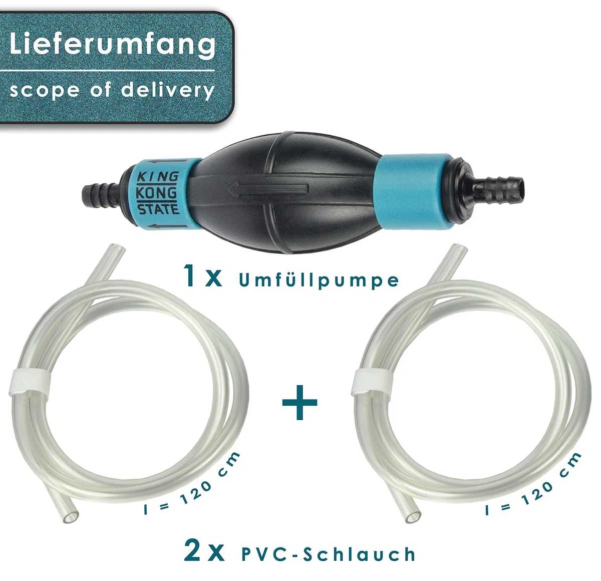 King Kong State Handpumpe NEU - Umfüllpumpe für Flüssigkeiten wie Wasser, Benzin, Diesel oder Öl-Gemische l optimal für den Auto- und Motorrad-Bereich