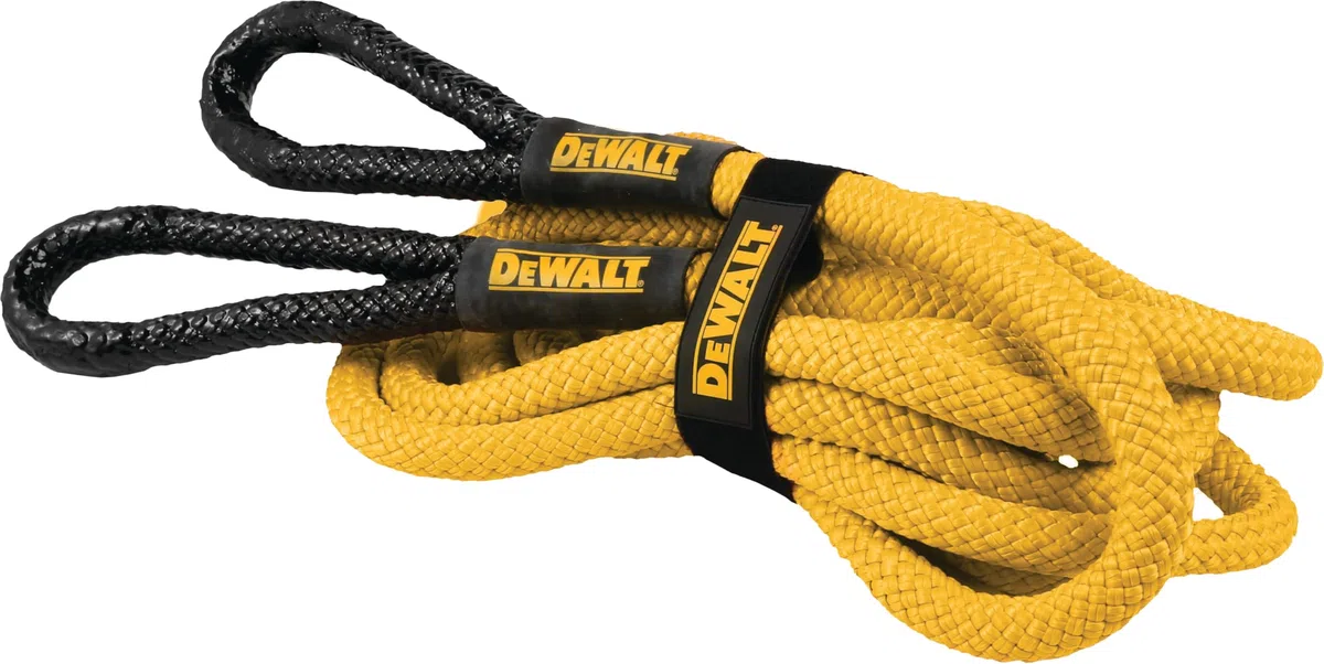 DEWALT DXBC90006 kinetisches Abschleppseil-Erholungsset mit 2 weichen Schäkeln (13,3 kg Bruchfestigkeit), Schwarz/Gelb, 2,2 x 9,2 m