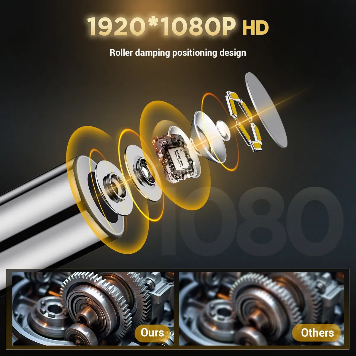 2-Wege-Gelenk-Endoskop, 1080P HD 1080P Industrielle Endoskopkamera mit Licht, IP67 Wasserdicht, Flexible Glasfaser für Mechaniker, Automobil, HVAC, Wandinspektion