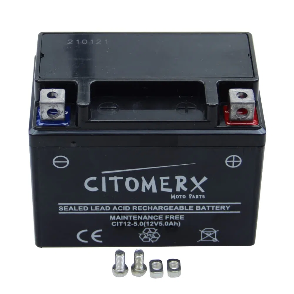 Batterie wartungsfrei 12V 5AH YB4L-B, YTX4L-BS, YT4L-B kompatibel mit Peugeot Speedfight 2 50 LC DD WRC 307 2005