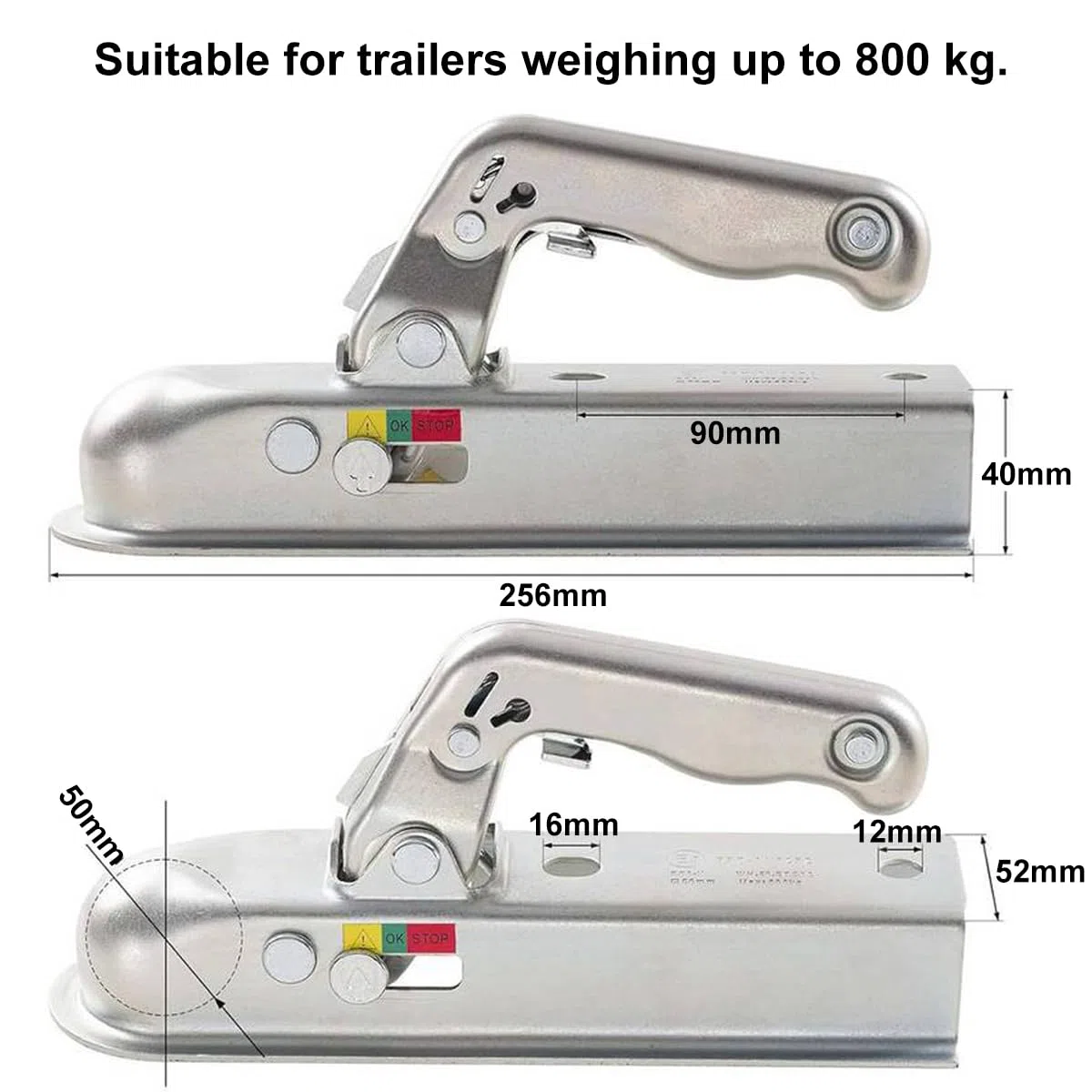 Zugkugelkupplung 800KG, Zugmaul Anhanger Vierkant, 50mm PKW Universal Zugkugelkupplung Zugmaul Anhängerkupplung Kupplung