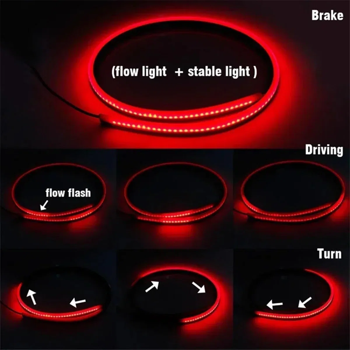 Bremsleuchte 100cm Auto Styling Hohe Hinten Zusätzliche Bremsleuchten Mit Blinker Lauflicht Auto Bremse Flexible Streifen(100cm Single Mode)