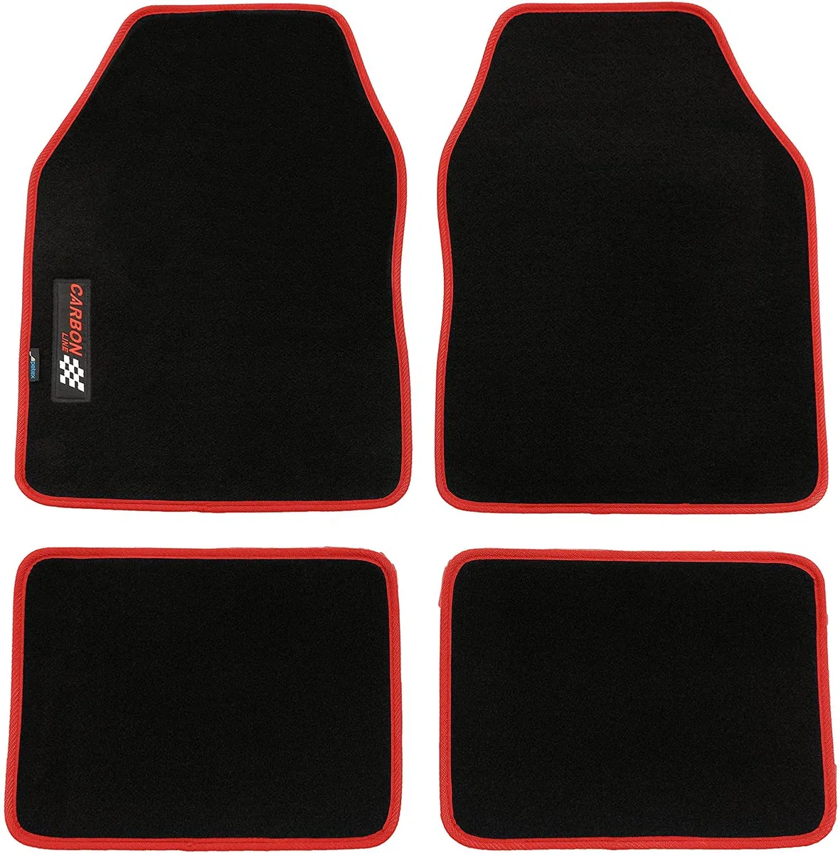 PETEX Carbon Autoteppich Universal 4-teilig rot