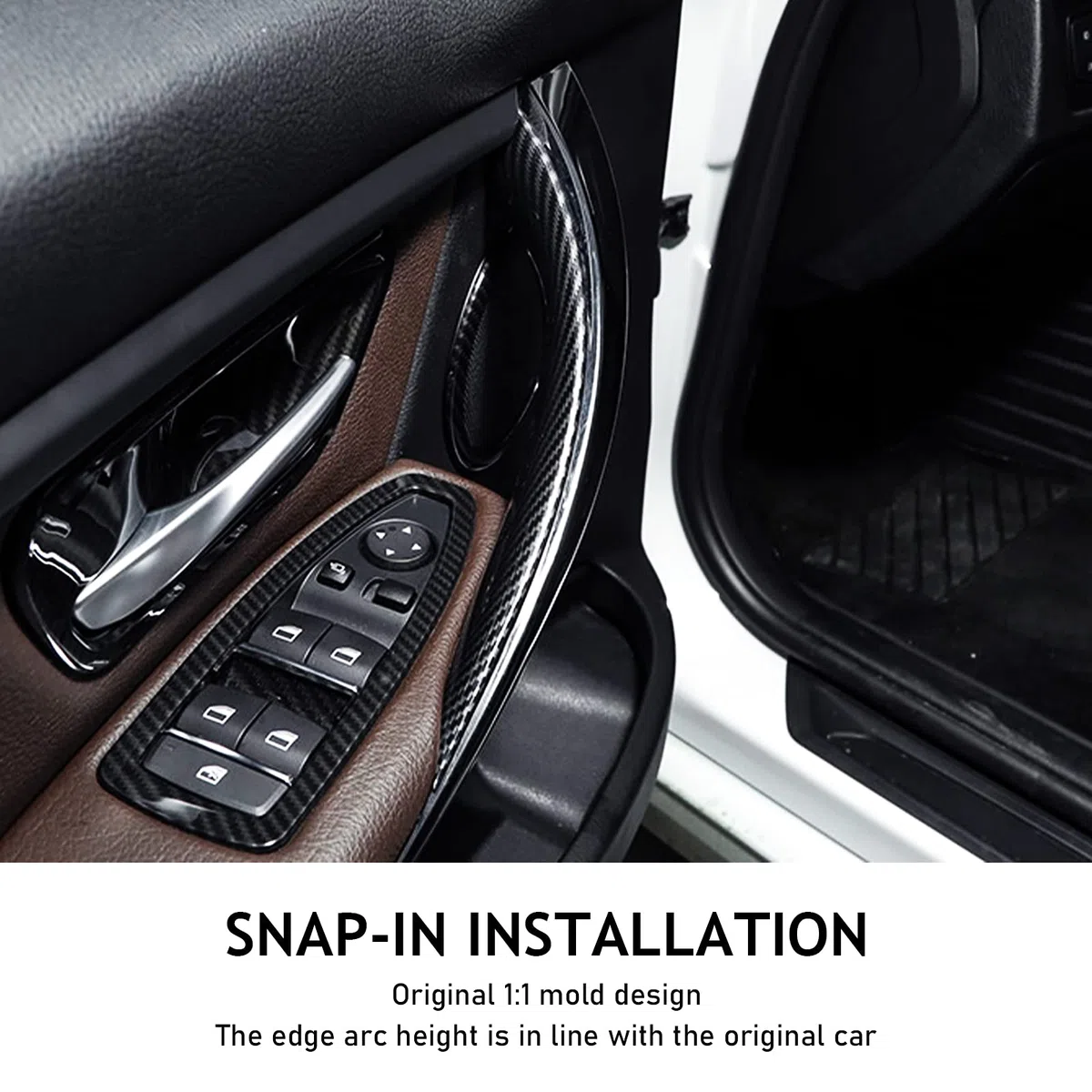 DWVV Kohlefaser Schnalle Beige Türverkleidung Griff Zugverkleidung für BMW Serie 3 4 F30 F31 F32 F33 F34 F36 F80,Schnalle Auto Innengriff für BMW 328i 330i 335i 428i 435i