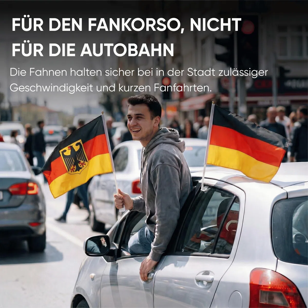 2er Set Auto Fahne Deutschland - Autofahnen Deutsche Flagge 30 x 45 cm, Fußball Fanartikel, WM & EM, Länderflagge Deutschland