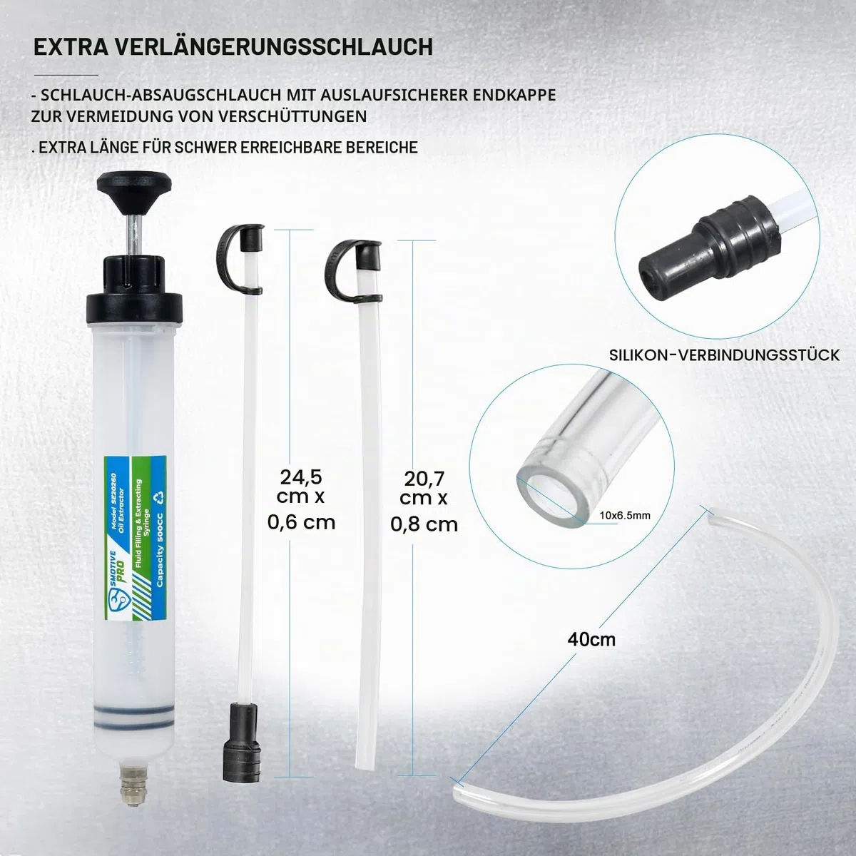 SMOTIVEPRO 500ml Ölabsaugpumpe mit Füllstandanzeige, Handpumpe Geeignet für Motor-, Getriebe-, Hinterachsöl und Kühlflüssigkeit
