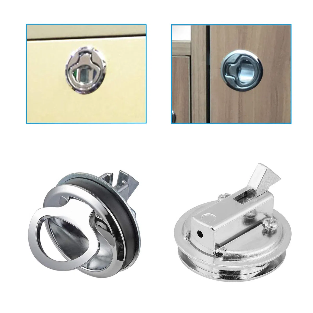 Pull Lock Edelstahl Flush Pull Latch Flush Hatch Locker Pull Latch Pull Lift Hatch Fallenschloss Möbelschlosser für Camping Boot Wohnwagen Flush Hatch Locker Cabinet Pull Lift Hatch Schloss 2 Stück
