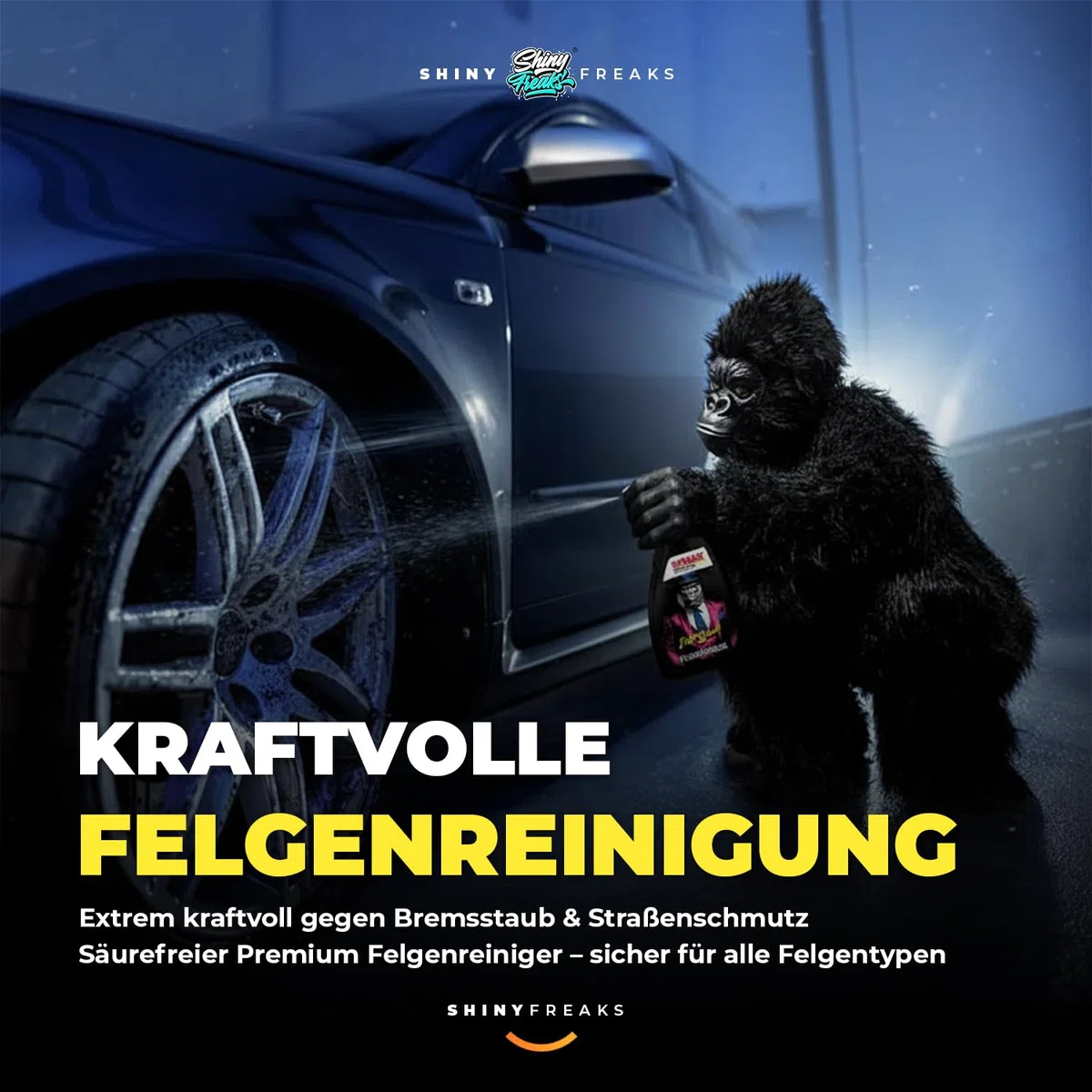 SONAX Felgenreinigung Set FelgenBeast Sonderedition (500ml) Premium Auto Felgenreiniger + ShinyFreaks Felgenbürste - Für eine schonende & gründliche Reinigung für Alufelgen & Stahlfelgen | 2-teilig