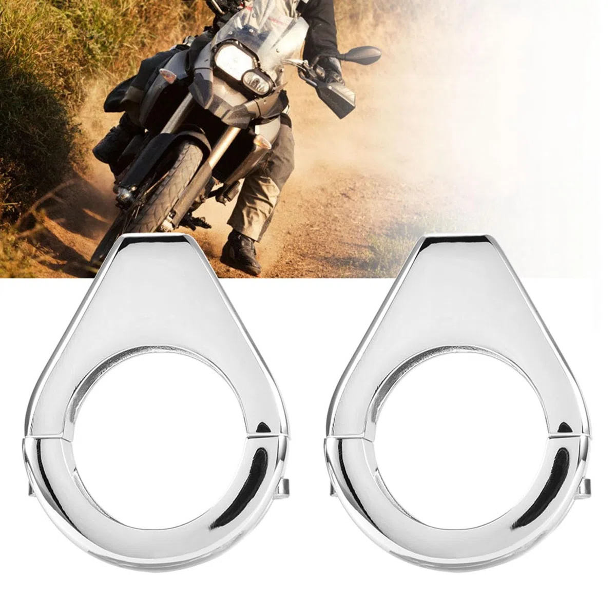 Motorrad Blinkerhalter 41mm Aluminium Motorrad Blinkerhalterung Blinkerschelle Licht Halter Verlagerungs Gabelklemmen Montagehalterung, Silber