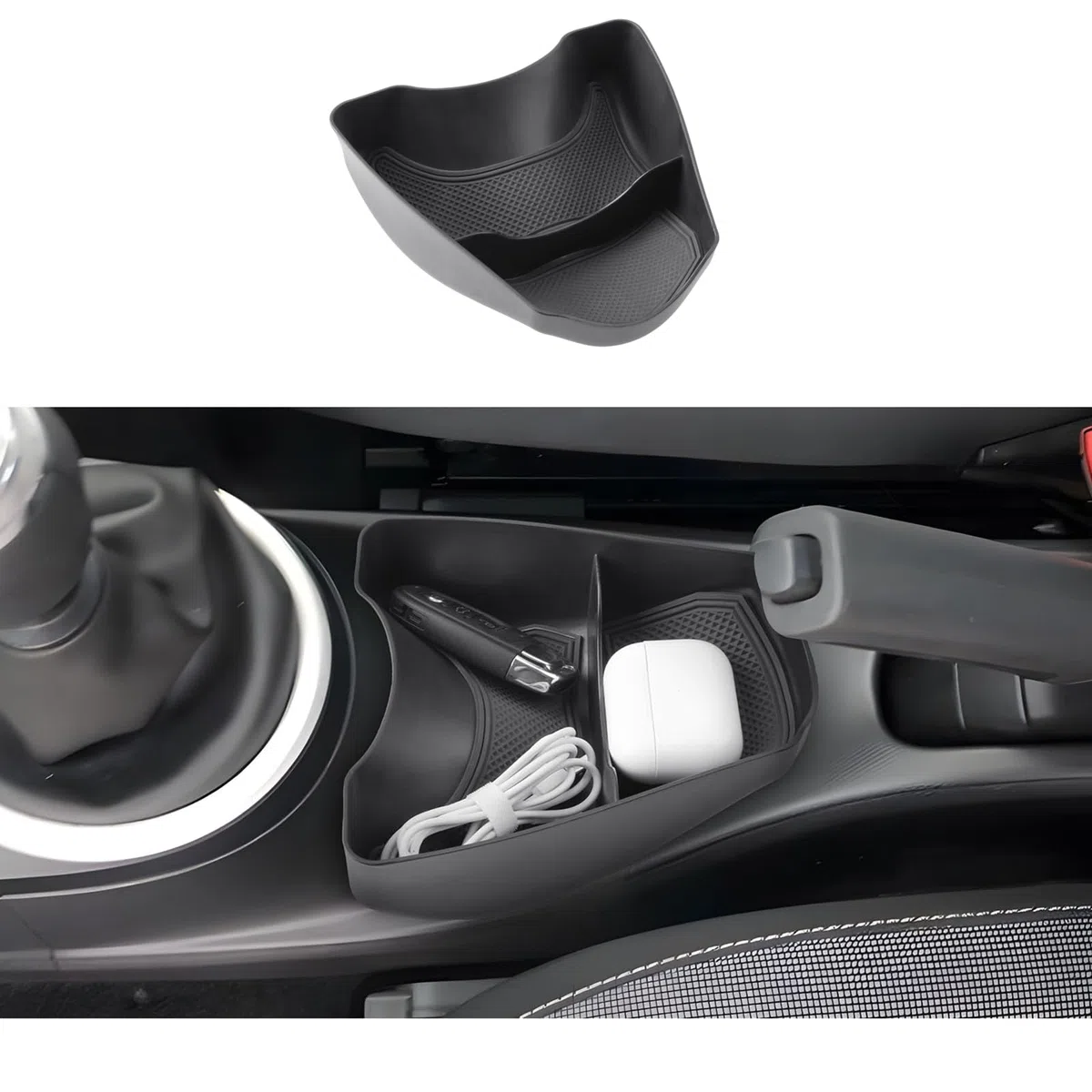 GAFAT Kompatibel mit Renault Twingo 3 2014-2023 2024 Mittelkonsole Aufbewahrungsbox, Twingo 3 Organizer Tray Unten die Mittelkonsole, Mit Rutschfeste Matten, 3M-Klebeinstallation