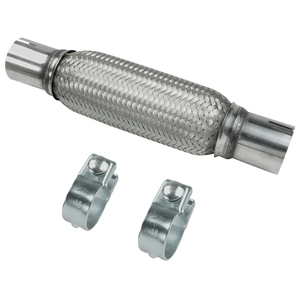 Ø 45mm Edelstahl Flexrohr in Interlock Bauweise mit Schellen Abgasanlage Auspuff 200/300mm