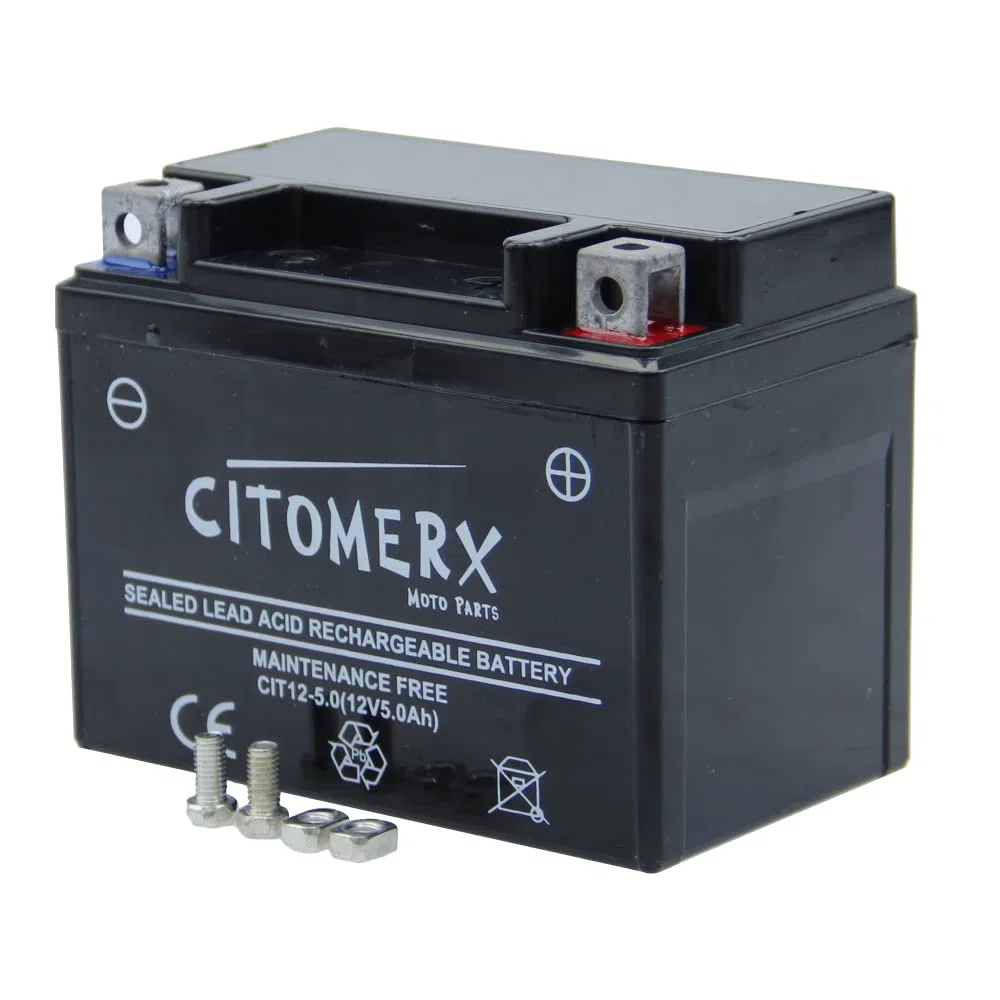 Batterie wartungsfrei 12V 5AH YB4L-B, YTX4L-BS, YT4L-B kompatibel mit Peugeot Speedfight 2 50 LC DD WRC 307 2005