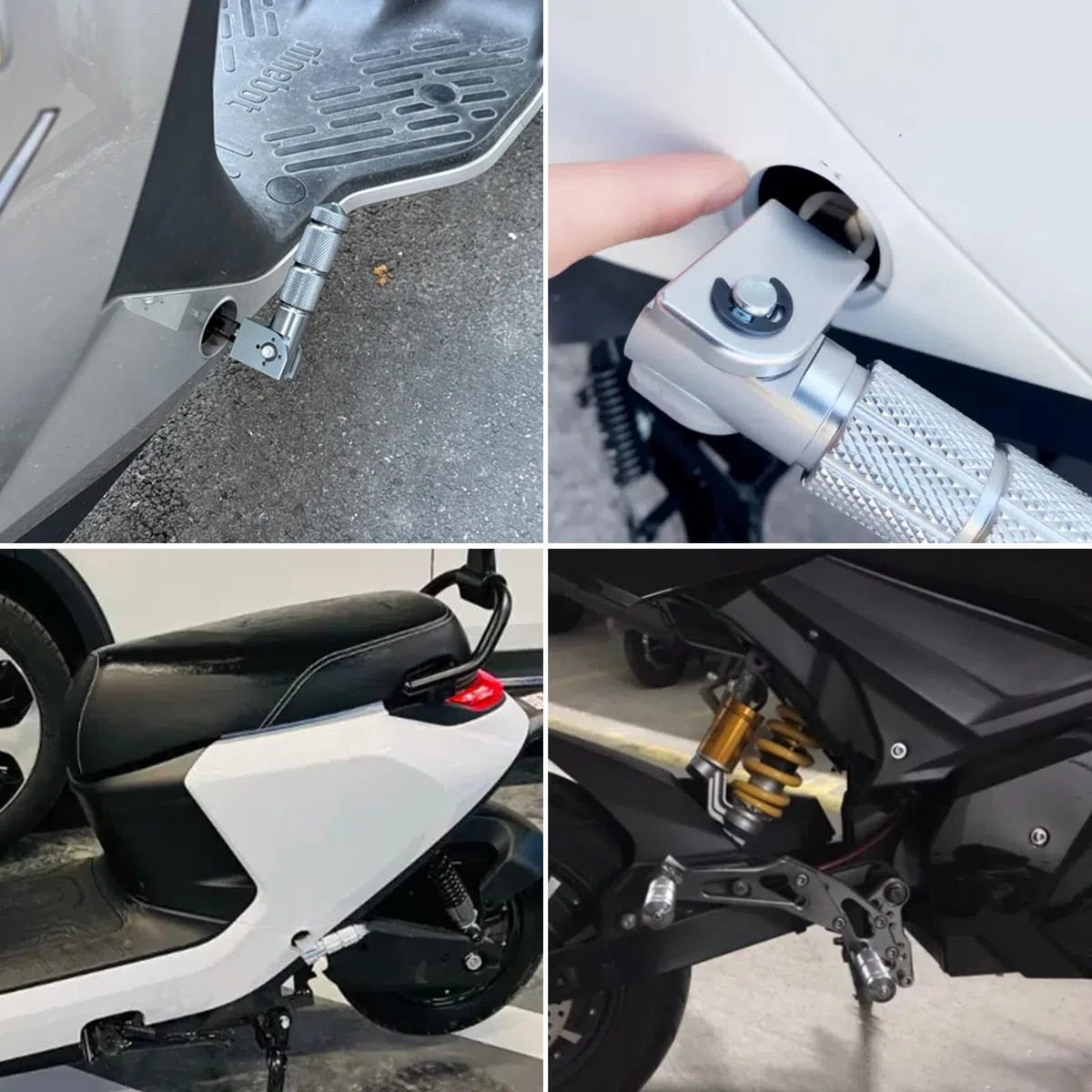 Motorrad Fußrasten, Universelle Klappbare Aluminium Fußrasten mit Rückfederung 129mm für Motorräder und Elektroautos