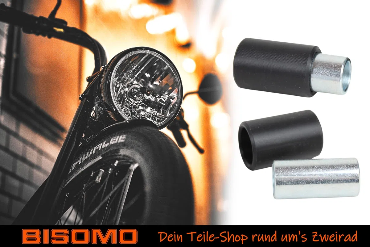 2x Polyamid Buchsen mit Innenrohr für Schwinge + Motorlager für Simson KR51, SR4-1 Spatz, SR4-2 Star, SR4-3 Sperber, SR4-4 Habicht