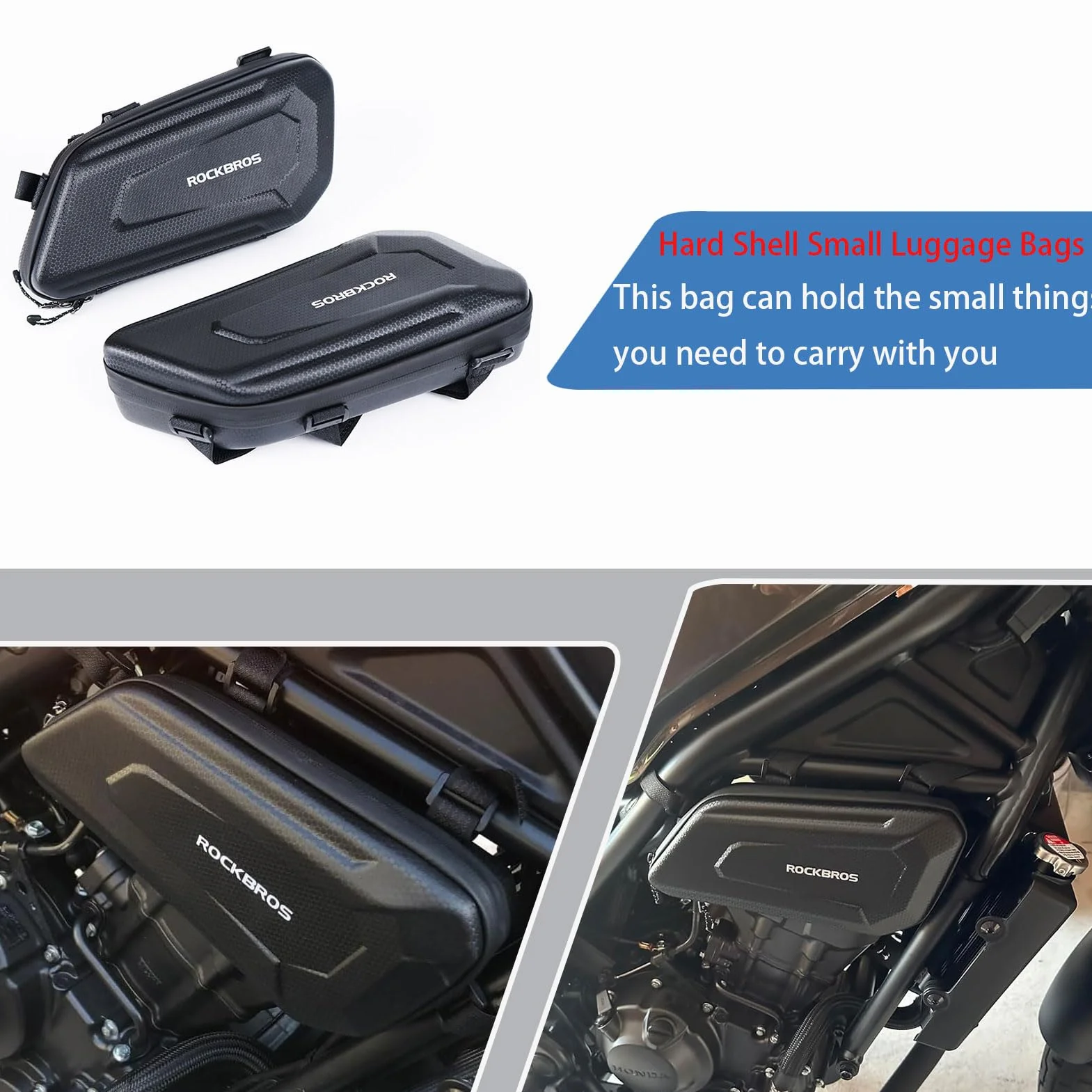 WOOGA Motorrad Kleine Dreieck Seite Tasche wasserdichte Sport Version PU Leder Lagerung Werkzeug Sattel 3.5 Gal (1.5 L) für Ho&nda Rebel CMX 250 CMX 300 CMX500 CMX 1100 Zubehör (Linke Tasche)