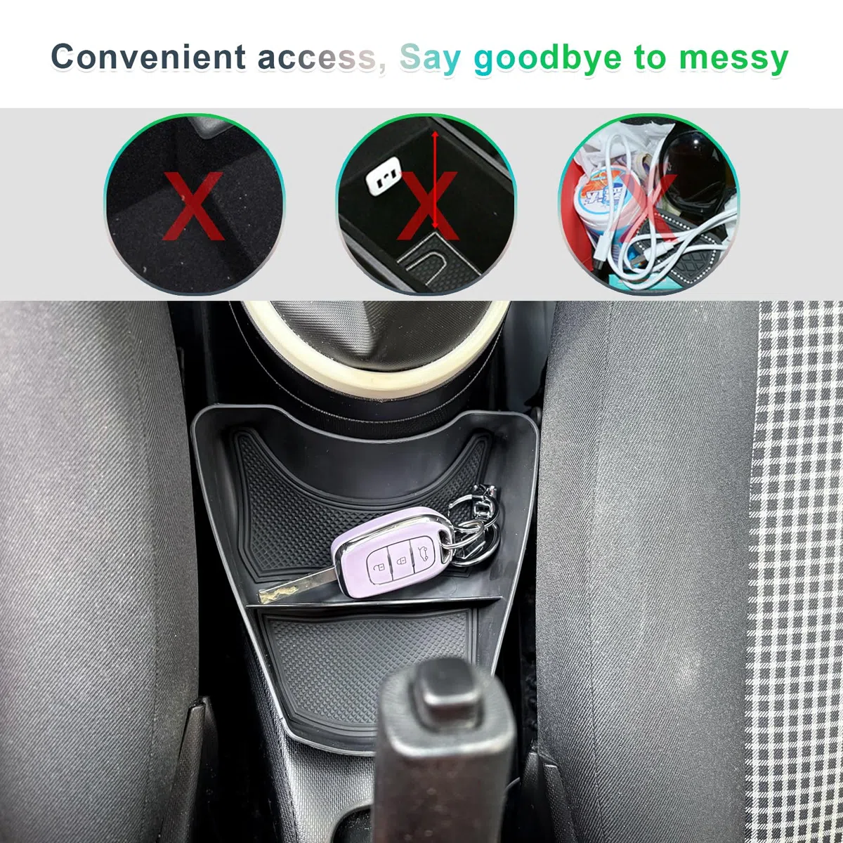 GAFAT Kompatibel mit Renault Twingo 3 2014-2023 2024 Mittelkonsole Aufbewahrungsbox, Twingo 3 Organizer Tray Unten die Mittelkonsole, Mit Rutschfeste Matten, 3M-Klebeinstallation