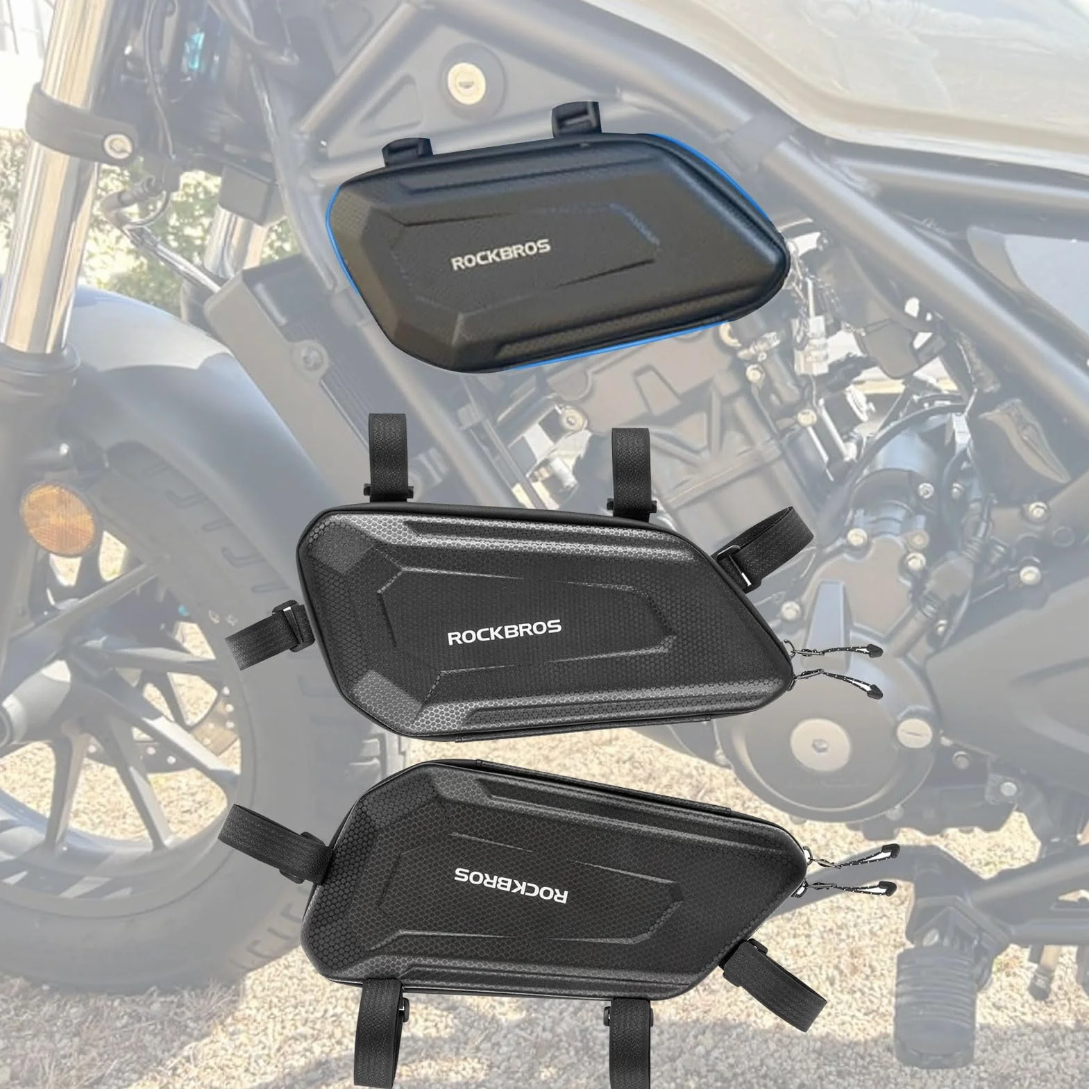 WOOGA Motorrad Kleine Dreieck Seite Tasche wasserdichte Sport Version PU Leder Lagerung Werkzeug Sattel 3.5 Gal (1.5 L) für Ho&nda Rebel CMX 250 CMX 300 CMX500 CMX 1100 Zubehör (Linke Tasche)