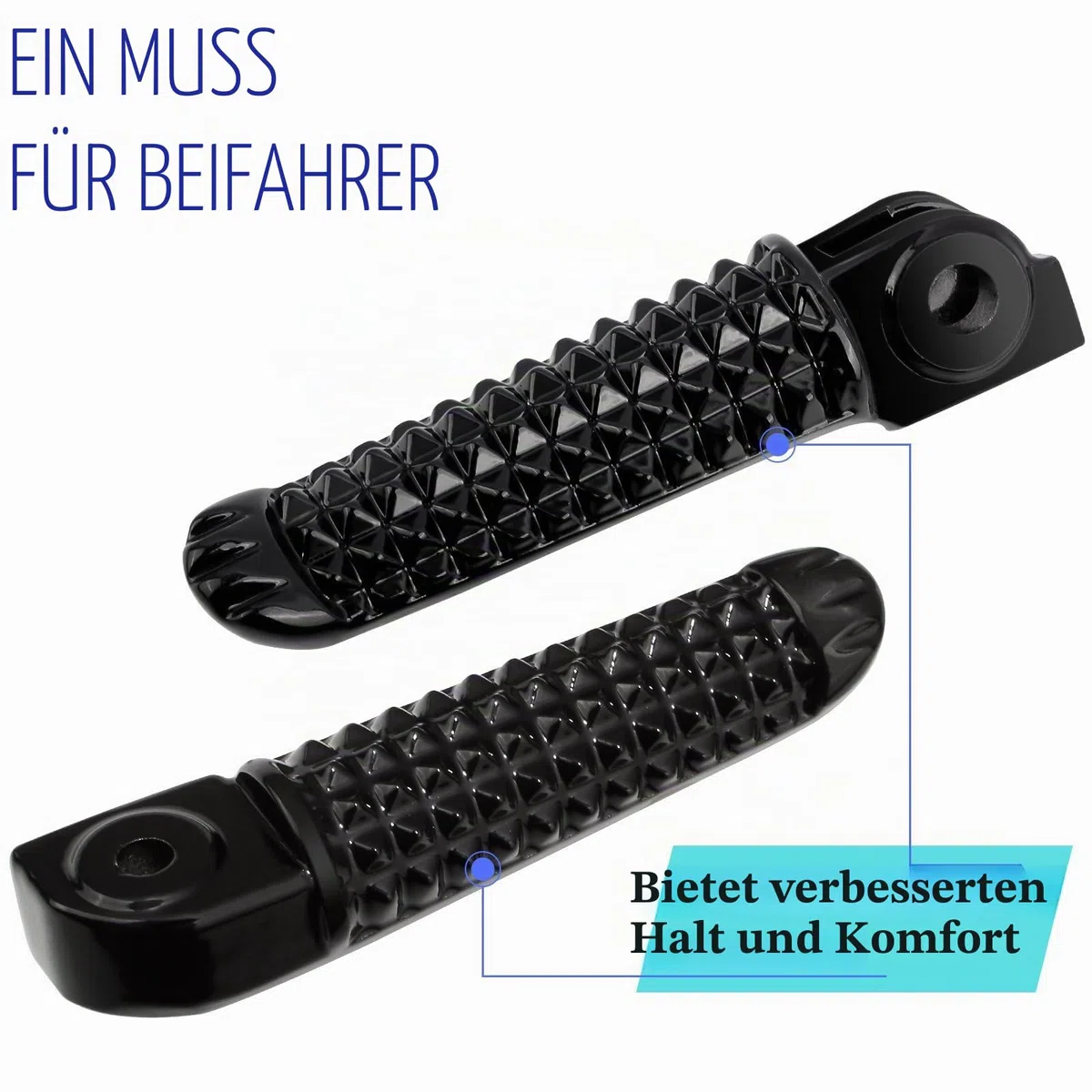 Fußrasten, hintere Beifahrer- und vordere Fahrerfußstütze für YAMAHA YZF-R1 2012-2019, YZF-R1S 2016-2018, YZF-R1M 2015-2019 (Schwarz)
