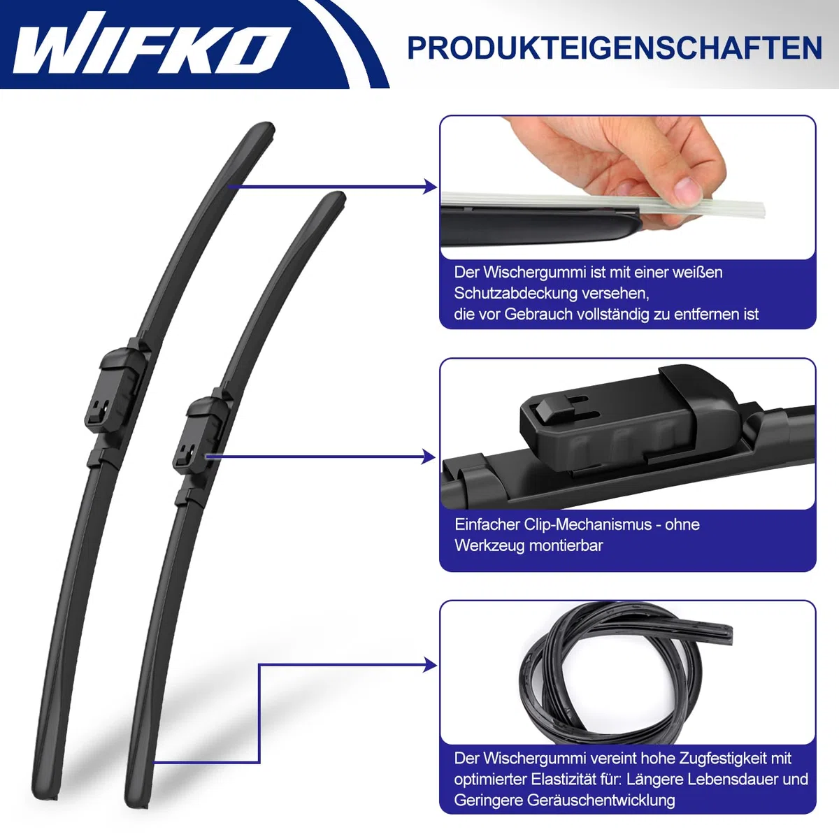 Scheibenwischer Kompatibel für Volkswagen VW up！2011-2025, Wischerblätter Vorne + Hinten, Set Frontscheibenwischer und heckscheibenwischer, Auto Scheibenwischer Zubehör