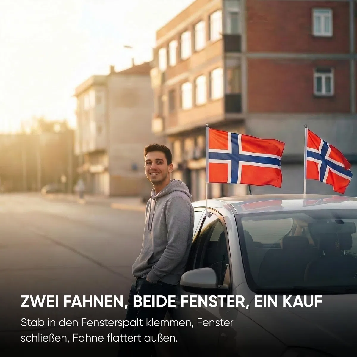 2er SET "Auto Flagge" Fahne WM Länder Fußball Fan Farbe: Norwegen