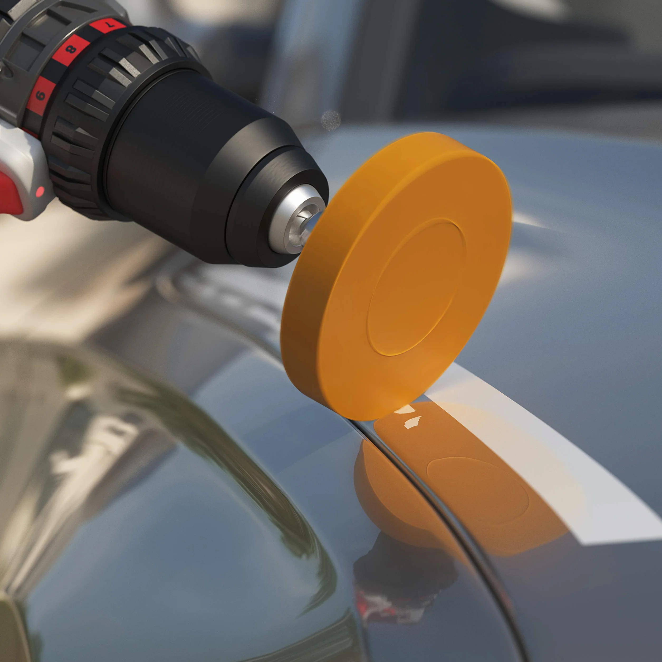 HASKYY 5 x Folienradierer Set mit 1x Adapter zum Professionellen Entfernen von Folien und Kleberesten am Fahrzeug, Auto oder Motorrad