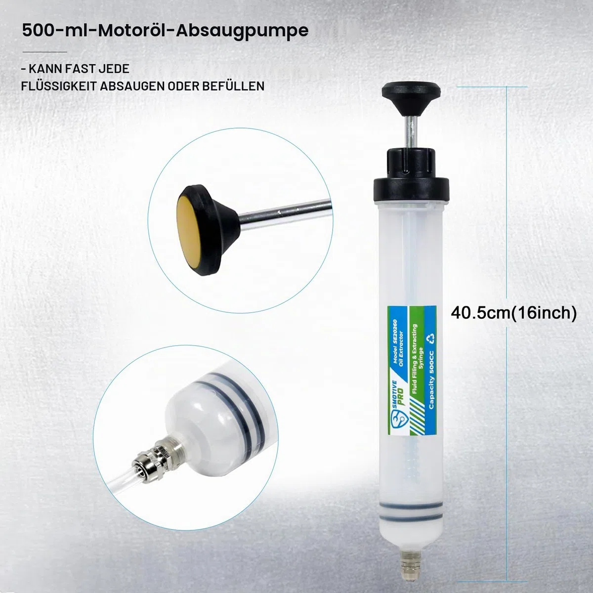 SMOTIVEPRO 500ml Ölabsaugpumpe mit Füllstandanzeige, Handpumpe Geeignet für Motor-, Getriebe-, Hinterachsöl und Kühlflüssigkeit