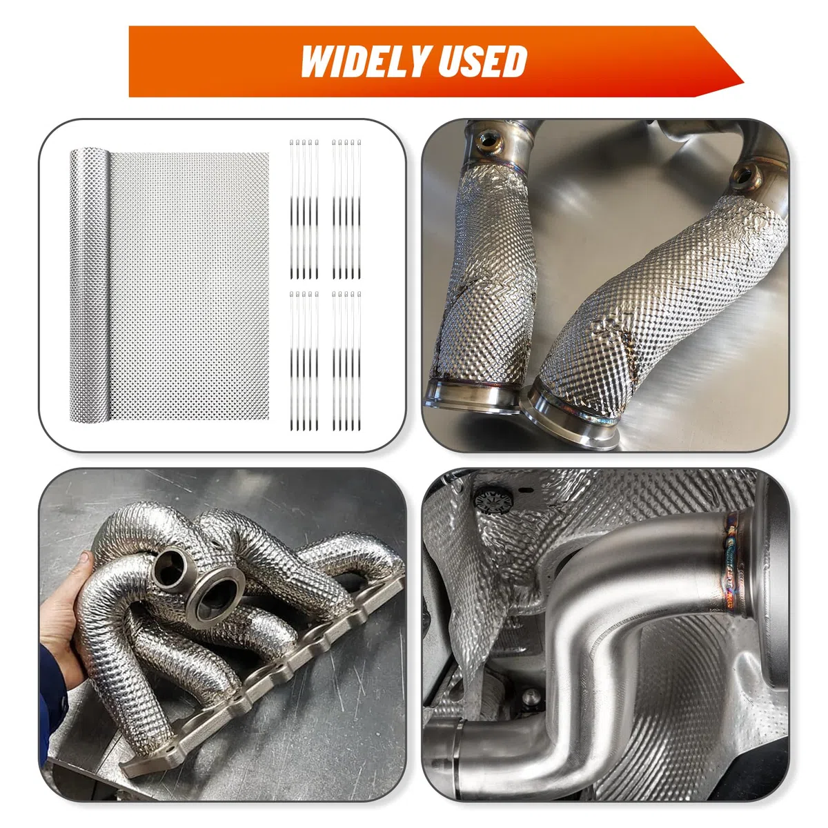 Hitzeschutz aus Geprägtem Aluminium mit 20 Kabelbindern aus Edelstahl, Hitzeschutzblech Auto für Auspuff, Schalldämpfer, Motor (100cm x 40cm)