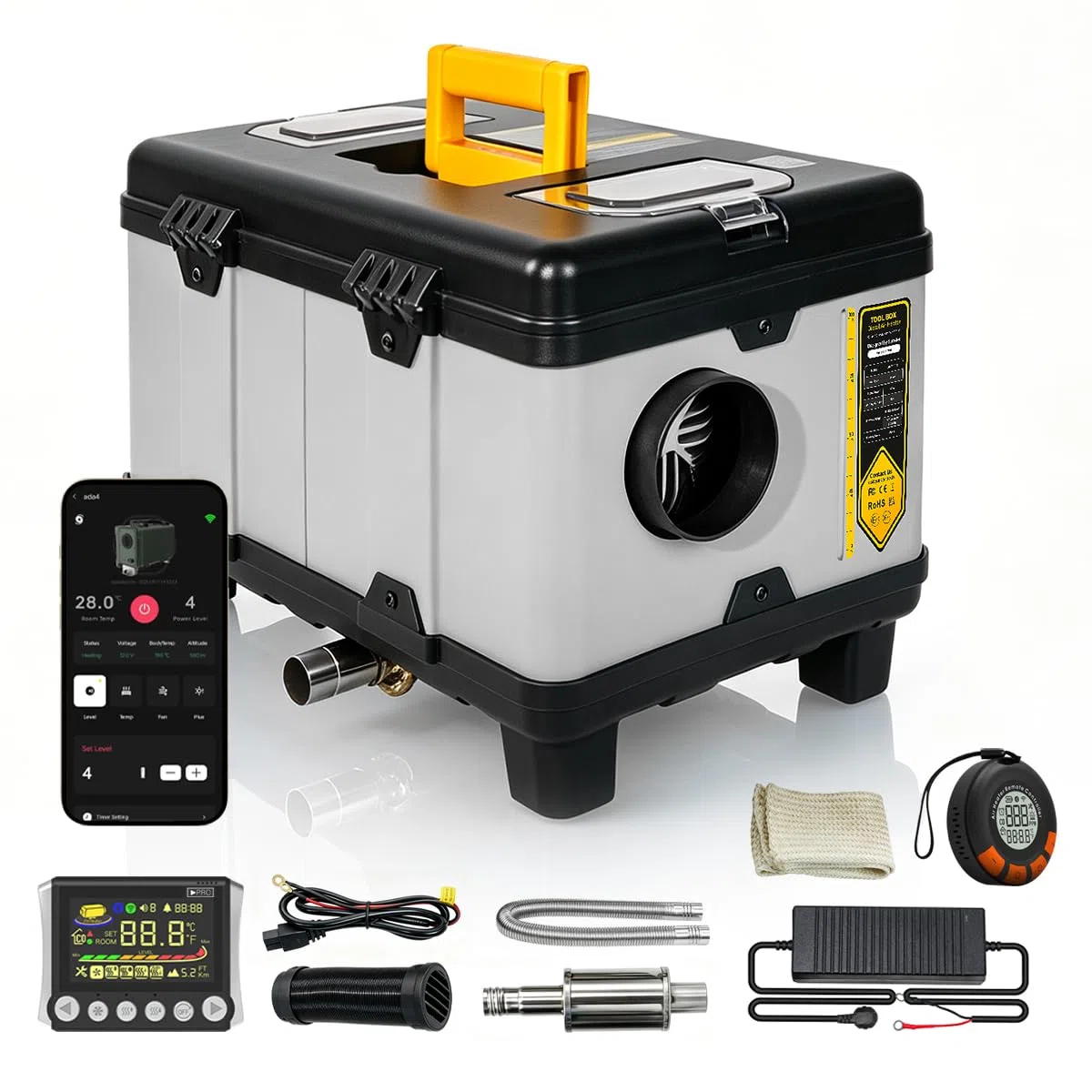 Sunster 8KW All-in-One Diesel-Lufterhitzer mit Bluetooth App & CO-Alarm, Leise Ölpumpe Sparsam für Wohnmobil LKW Camper Boot