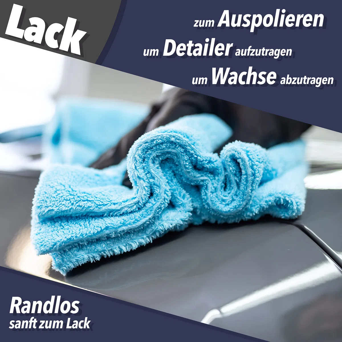 detailmate Auto Microfasertücher 40x40 550GSM randlos & lackschonend | 10 x Autopflege Mikrofasertuch für Innenraum, Lack, Felgen | Weiches Tuch Reinigungstuch Poliertuch