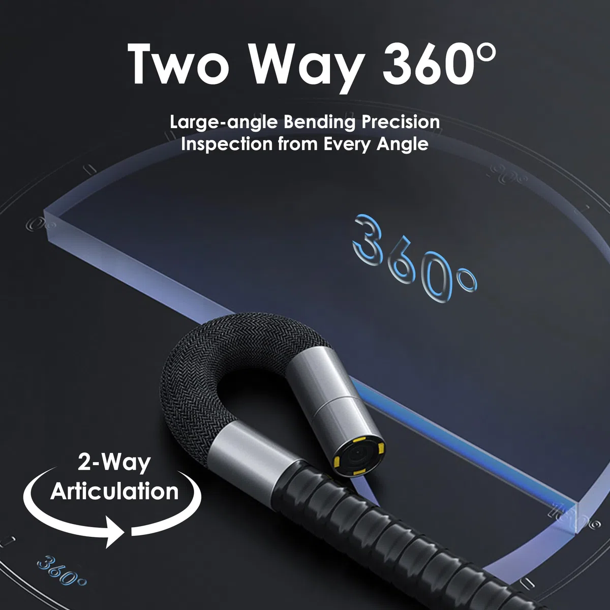 2-Wege-Gelenk-Endoskop, 1080P HD 1080P Industrielle Endoskopkamera mit Licht, IP67 Wasserdicht, Flexible Glasfaser für Mechaniker, Automobil, HVAC, Wandinspektion