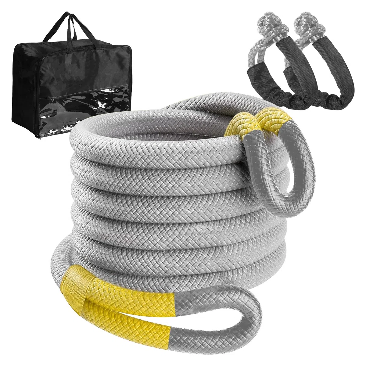Kinetic Recovery Abschleppseil (22 kg) mit 2 weichen Schäkeln (25,4 kg), robustes Offroad-Abschleppgurt-Set für SUV, UTV, ATV, LKW, Jeep, Geländewagen, Bergung, 2,5 cm x 9,2 m