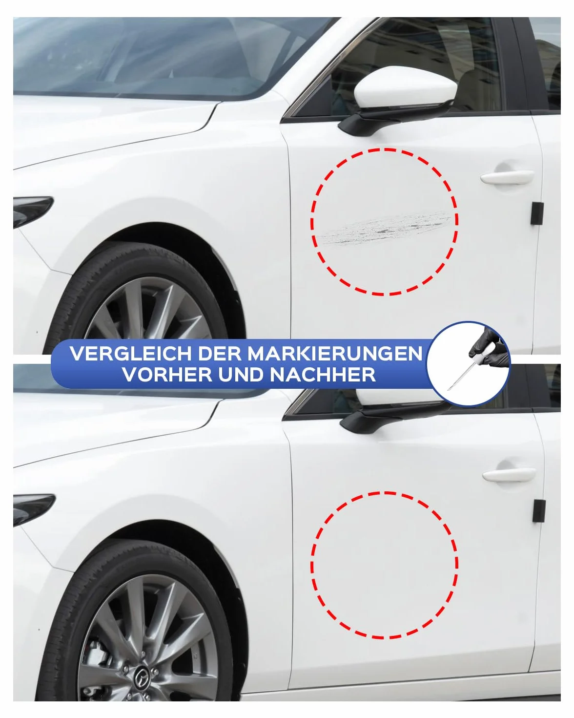46V Soul Red Crystal Metallic Tricoat Lackstift Kit für Mazda – Exakte Übereinstimmung für Chips und Kratzer