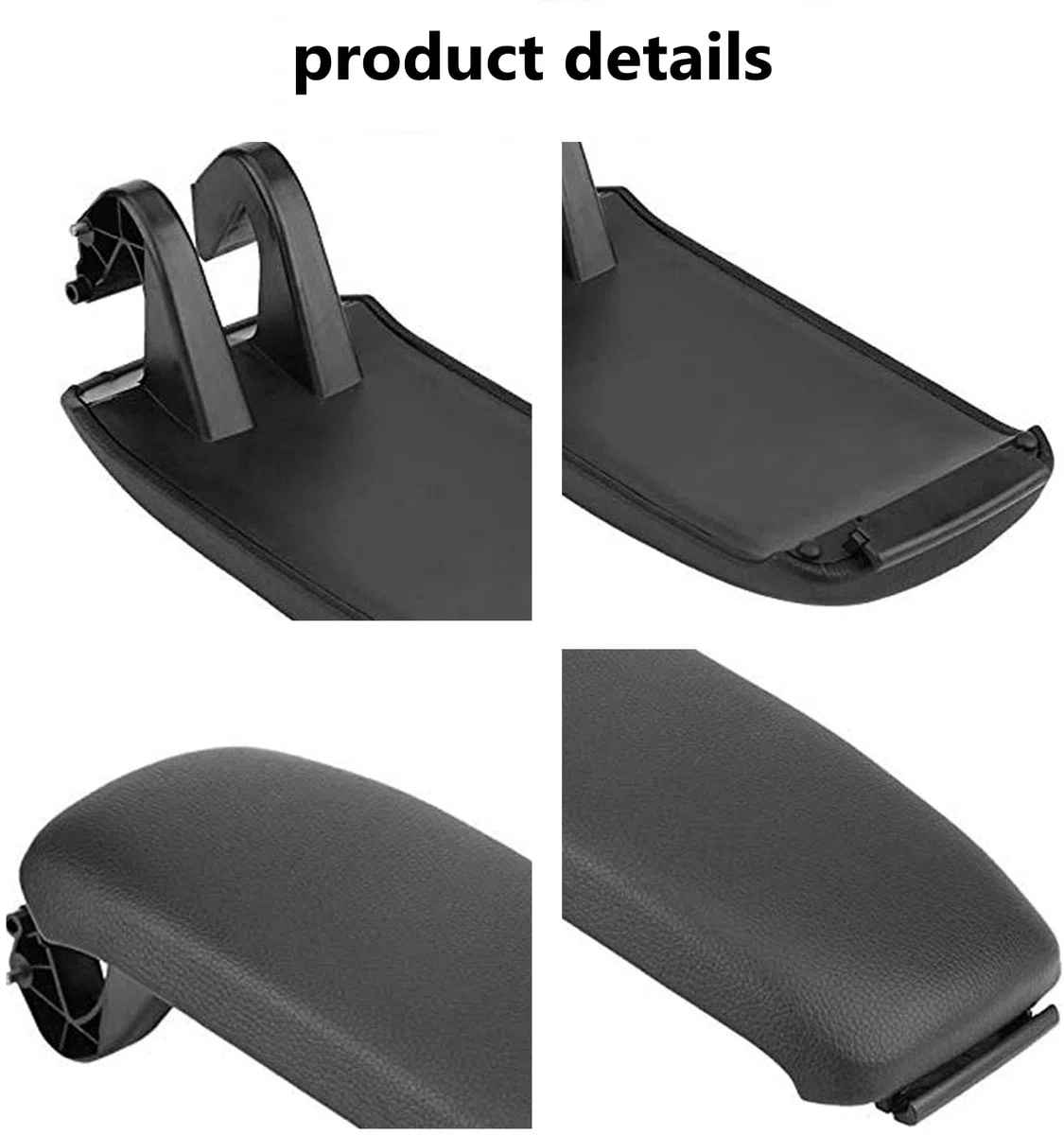 Auto Schwarz Leder/Stoff Naht Konsole Armlehne Deckel, Car Center Console Cover für A3 8P / 2003-2013 8P0864245P. (Schwarz)(Leder)