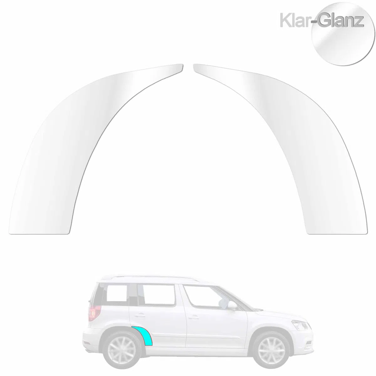 Steinschlagschutzfolie für SKODA YETI 5L Kotflügel - TRANSPARENT Klar Seitenteil, Lackschutz, Kratzschutz, Selbstklebend, Autofolie
