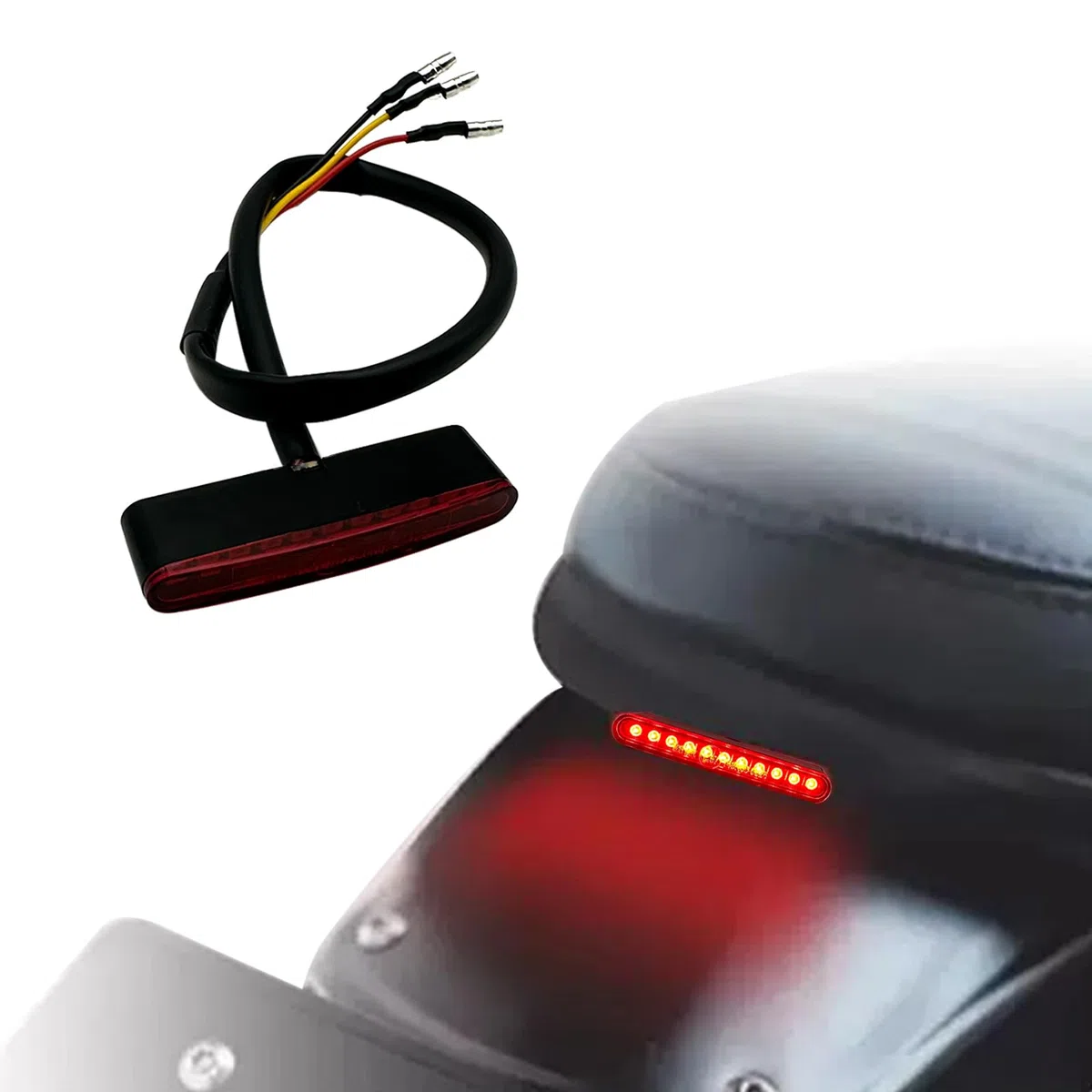 E57 E-geprüft Motorrad E-Bike LED Rücklicht Mini Universal Bremslicht DRL Positionslicht DC12V IP67 Wasserdicht (Rot‌)